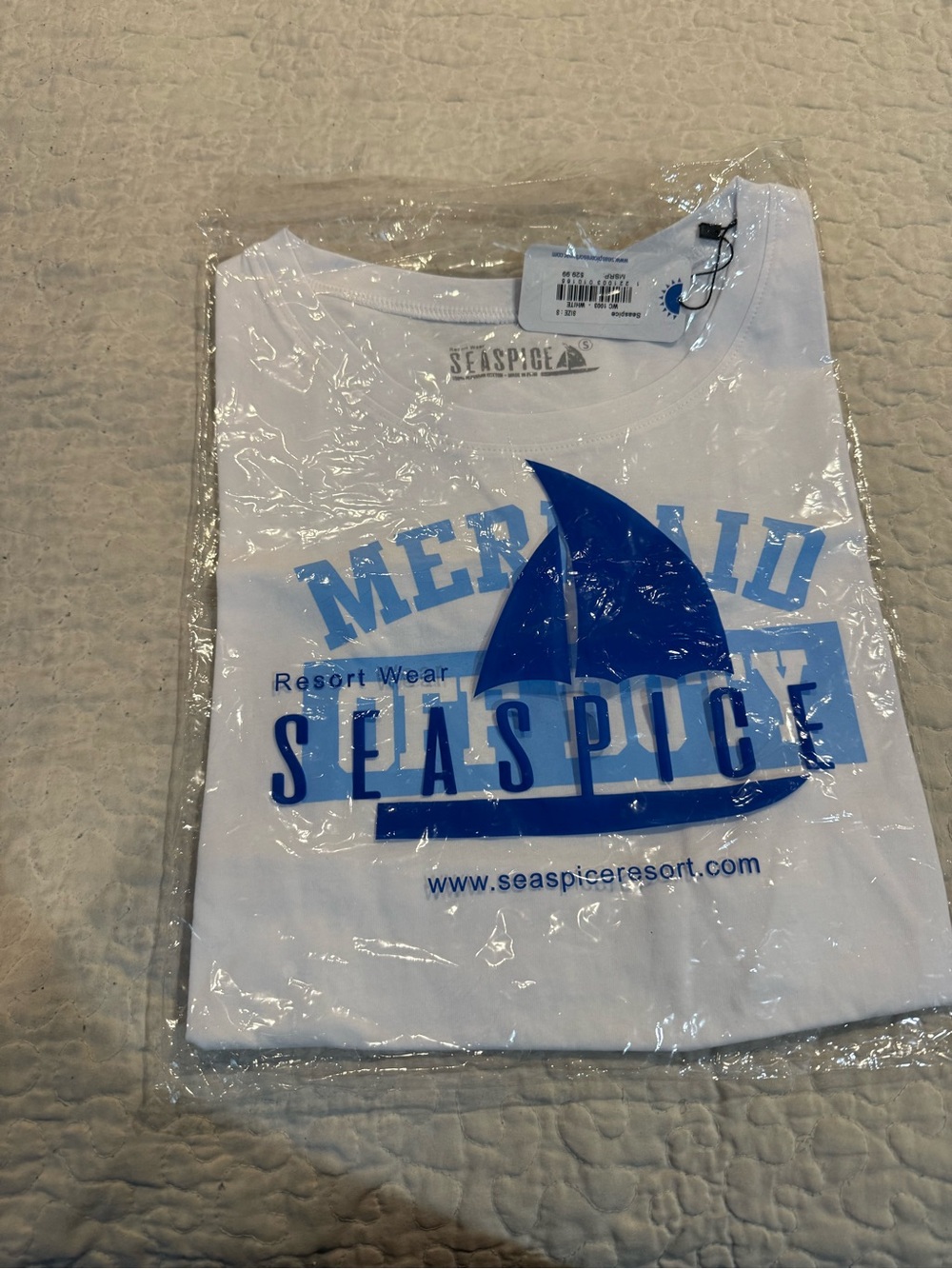 Seaspice "Mermaid Off Duty" White Tee with Light Blue Print - Picture 10 of 11
